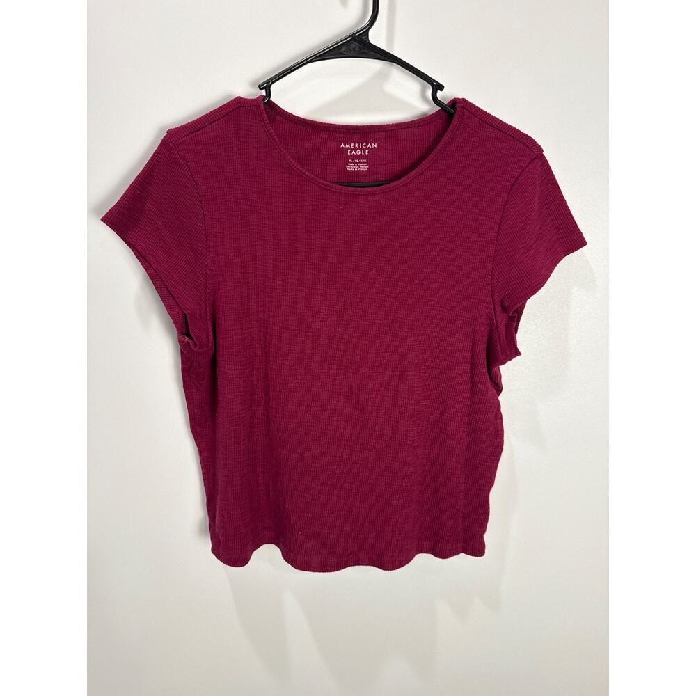 American Eagle Shirt Women’s XL Maroon Lightweight Casual Preppy Ribbed